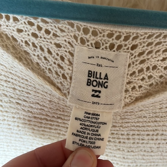 Billabong Crème Loose Knit Summer Top, 3/4 length. Super cute. - Picture 2 of 3